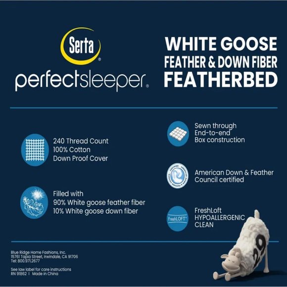 Serta Featherbed Goose Down Mattress Topper